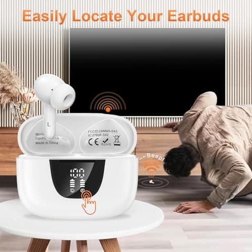 Ear bud Bluetooth 5.3 Wireless Earbuds ear phone with mic Noise Cancelling Waterproof Earphones blue tooth Headphones for iPhone Android ear phones 60H Playtime &Charging Case, Hi-Fi Stereo Bass 5