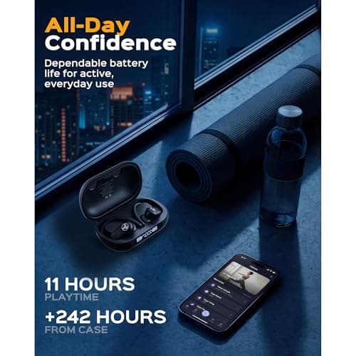 TREBLAB X4 – Waterproof Workout Headphones for Running & Gym - Silky Soft Secure Earhooks, 11H Battery, Physical Buttons, Noise Canceling Over-Ear Ear Hook Bluetooth Earbuds for Sports 5