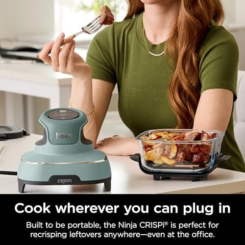 Ninja Crispi 4-in-1 Glass Air Fryer | 450°F | Non-Toxic | 4QT & 6-Cup Glass Containers w/Lids | Microwave, Freezer, Dishwasher Safe | Max Crisp, Air Fry, Bake, Recrisp | Green | FN101SG 11