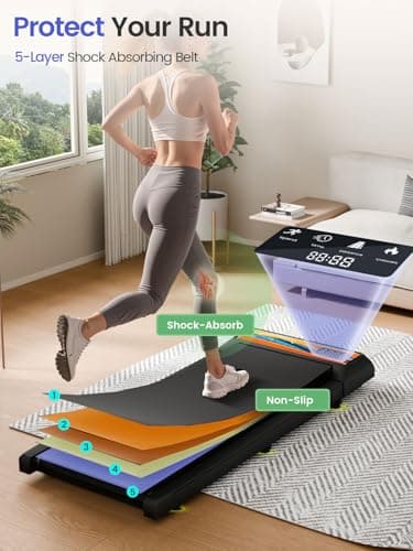 Jackfield Walking Pad Treadmill, 2.5HP Treadmills for Home, Portable Under Desk Treadmill with 5% Incline, 3 in 1 Compact Walking Pads with LED Display, 265 Lbs Capacity, Remote Control, Orange 6