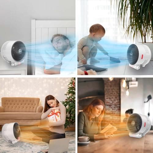 Shinic 2-in-1 Heater and Fan Combo,1500W Portable Space Heater with 3 Modes,Adjustable thermostat,Tip-Over&Overheat Protection,Energy Efficient for Indoor Home Use, White 7