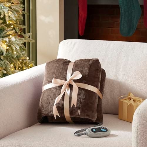 Beautyrest Heated Blanket, Electric Throw Blanket, Soft, Warm, Reversible Plush - Sherpa Heating Blanket Throw, 3 Heat Settings, 2 hr Auto Shut Off, Machine Washable, Oversized 60 in x 70 in, Brown 7
