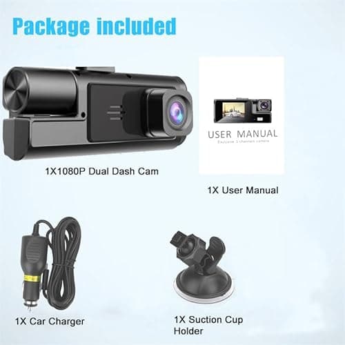 1080P Dual Dash Camera for Car Front and Inside Dashcam Car Security Video Recorder,170°Wide Angle Vehicle Cam,WDR,G-Sensor,2’’ IPS Screen,Loop Recording,Night Vision (Dual Dash Cam Without Card) 9