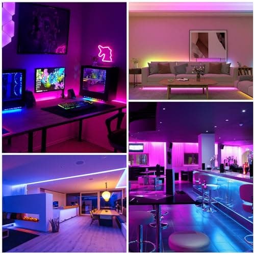 SHRIGHTLED Led Lights for Bedroom 100ft (2 Rolls of 50ft) Music Sync Color Changing, Bluetooth RGB Led Strip Lights with Remote and Smart App Control, for Room Lighting Flexible Home Décor 8
