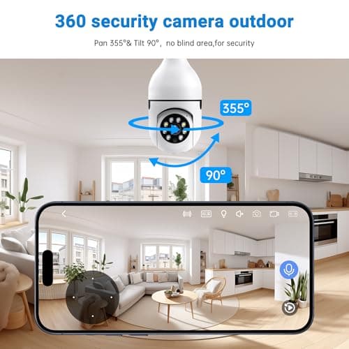 WESECUU Light Bulb Security Camera 5G WiFi Light Socket Security Cameras Wireless Outdoor 2K Light Bulb Camera AI Motion Detection Bulb Camera,Two-Way Audio Cameras for Home Security Outside 8