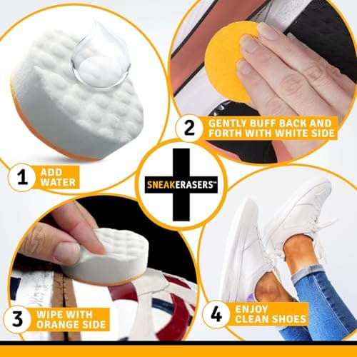 SneakERASERS Instant Sneaker Cleaner, Premium Shoe Cleaning Kit for Sneakers, Dual-Sided Sponges, Effective for Tennis Shoes & Women Men Sneakers, Gentle Rub Design (10 Pack) 7