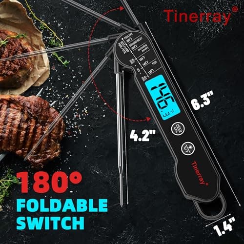 Digital Meat Thermometer for Chef Gifts Cooking, Grilling & BBQ - Ultra-Fast Instant Read Thermometer with Waterproof Design,Backlight & Calibration - Perfect for Deep Frying, Turkey, Beef (Black) 5
