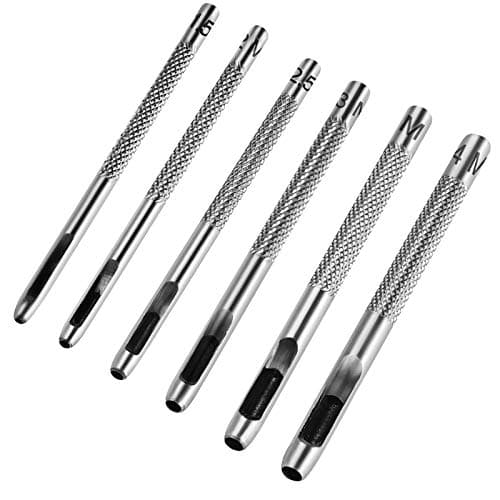 6PCS Hollow Leather Hole Punch Set (1.5mm-4mm) for Belts, Watch Bands, Leather Craft, Round Hole Punch Tool for Belt, DIY, Leatherworking, Repair Tools -ASONTAO