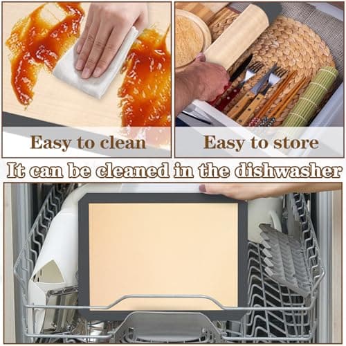 Ninsula Silicon Baking Mats, 16.5"x11.6" 2-Pack Reusable Silicon Baking Mat Sheet, Baking Sheets Non-Stick, Food Safe Baking Mats Can Be Used For Baking Cookies, Bread, Pizzas 5