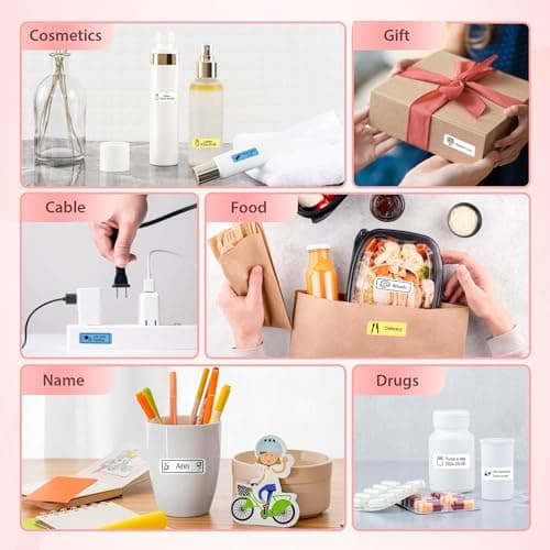 TYPONOS P21 Label Maker Machine with Tape, Label Printer Thermal Mini Label Makers with Built-in Cutter and Multiple Templates, Portable Printers for School, Office and Home Use (Pink) 7