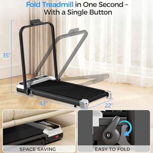 ShineMaos Walking Pad Treadmill with Handle Bar for Home Office,3.0HP Low Noise Portable Folding Under Desk Treadmill with Remote Control,Jogging Running Machine,350 Lbs Capacity,LED Display 7