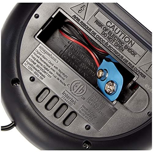 Amazon Basics Small Digital Oval Alarm Clock with LED Display, Nightlight, Snooze Function & Battery Backup, Black, 4.5 x 3.5 x 2.4 Inches 5