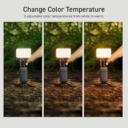 ELECOM NESTOUT Outdoor Camping LED Panel Flashlight w/ Mini Tripod, Dimmable USB Powered LED Light, IP44 Water Dust Resistant, 30-1000 Lumen, Portable Lantern for NESTOUT Power Bank, Beige (Flash-1) 8