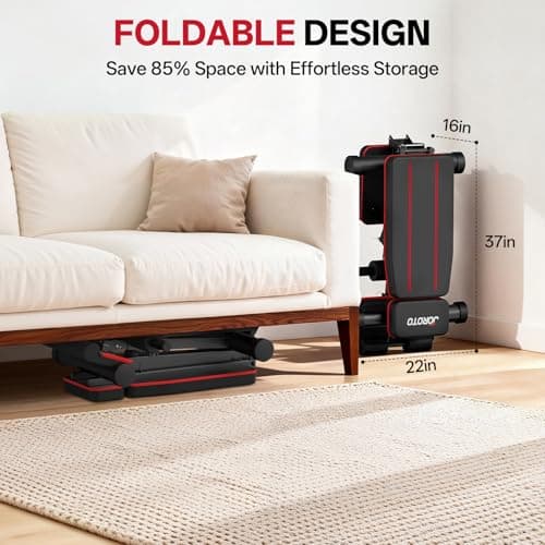 JOROTO Adjustable Weight Bench for Home Gym, 1000 LBS Foldable Incline Decline Flat Workout Bench with Leg Extension & Back Extension, Exercise Preacher Curl Bench for Full Body Training, Red MD55 7