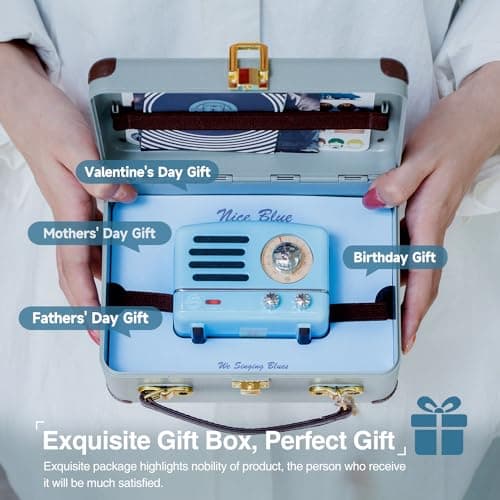 Muzen Portable Bluetooth Speaker, OTR Metal Retro Small Wireless Speaker, FM Radio with Antenna AUX, 10h+ Long Playtime, High Fidelity Stereo Audio with Suitcase, Room Office Decor, Festival Gift 6