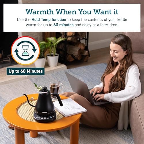 COSORI Electric Gooseneck Kettle Smart Bluetooth with Variable Temperature Control, Pour Over Coffee & Tea Maker, 100% Stainless Steel, Quick Heating, Matte Black 5
