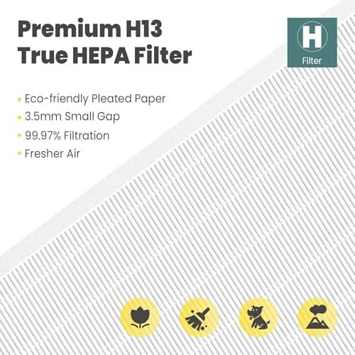 116130 Replacement Filter H for Winix 5500-2 AM80 Plasmawave Air Purifier, Includes 4 Pack True HEPA Filter 5