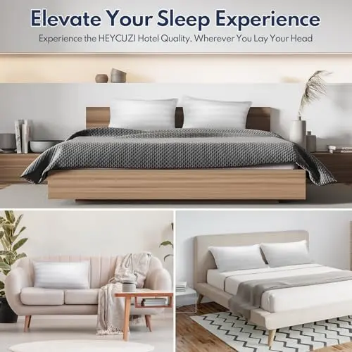 DIORIS Pillows Queen Size Set of 2 - Luxury Hotel Bed Pillows for Sleeping, Supportive Side Sleeper Pillow for Neck and Shoulder Pain Relief, Down Alternative Fill for Back, Stomach Sleepers 6