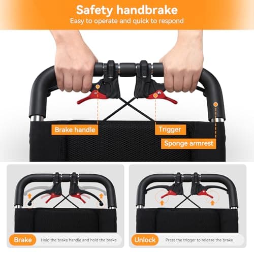 JINKEE Super Lightweight Transport Wheelchair, Orange 5