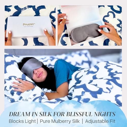Prushh Adjustable Blackout Silk Sleep Mask - Luxurious 100% Pure Mulberry Eye Mask for Restful Sleep & Travel, Hypoallergenic, Cooling, for Women & Men, Grade 6A Silk (Charcoal Grey) 9