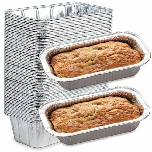 Spare Essentials (65 Pack) 2Lb Foil Bread Pans for Baking, Disposable Bread Pans - Perfect for Baking Banana Bread, Cakes & Meatloaf - 2 Pound Aluminum Pans for Food Serving - 8.5" X 4.5" X 2.5"