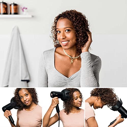 Shark HD125CO Hair Blow Dryer HyperAIR Fast-Drying with IQ 2-in-1 Concentrator and Styling Attachments, Auto Presets, Rotatable Hot Air Brush, No Heat Damage, Ionic, Black (Renewed) 7