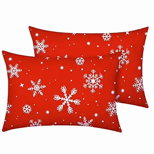YIYEA Christmas Standard Pillow Cases Set of 2, Ultra Soft Double Brushed Microfiber Pillowcases Standard, Christmas Snowflake Bed Pillow Covers, Fade Resistant, Easy Slip-On (20"x26")
