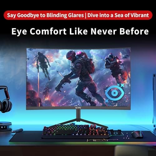 KTC 24 Inch 1500R Curved Gaming Monitor,180Hz 1ms FHD 1080p VA Monitor, Adaptive Sync, 110% sRGB, HDR Support, DisPlayPort/HDMI,Tilt, VESA for Gaming Home Office Business PS5 PC Monitors 7