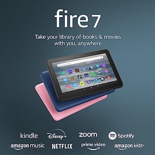 Amazon Fire 7 tablet (newest model) 7” display, read and watch, under $60 with 10-hour battery life, 16 GB, Black 7