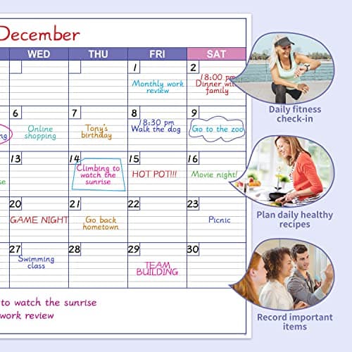 Large Dry Erase Calendar for Wall - Undated 1 Month Wall Calendar, 40" x 30", Erasable & Reusable Laminated Calendar with 8 Round Stickers, Great Layout Wall Calendar Dry Erase for Home, Office and School 8