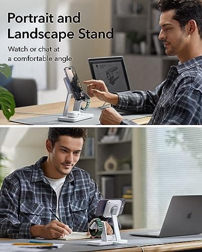 ESR 25W 3-in-1 Charger Stand for Magsafe, Made for Apple-Certified Magnetic Wireless Charger, 15W Charging Station for iPhone 17/16/15/14/13 Apple Watch/AirPods Pro, Phone-Cooling Charger, White 6