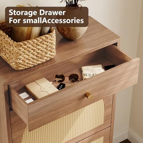 Nicetree Shoe Cabinet Storage for Entryway, Narrow Shoe Rack with 2 Flip Drawers and 1 Drawer, Freestanding Shoe Organizers with 3-Tier Adjustable Shelves for Hallway Foyer Rustic 6