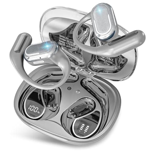 TRAUSI Wireless Earbuds, Bluetooth 5.4 Headphones, True Wireless Stereo Earphones with Noise Cancelling Mic, IPX7 Waterproof, Comfort Fit and Fast Charging Ear Buds for Sports and Workouts, Gray