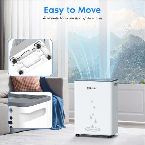 COLAZE 50 Pint Dehumidifier, Dehumidifier for Basement with Drain Hose, Dehumidifiers for Home up to 4,500 Sq. Ft, Ideal for Bedroom, Bathroom & Large Rooms, Smart Control, 24H-Timer & Auto Defrost 9