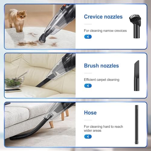 siumxr Handheld Vacuum Cordless,Powerful Suction 30Mins Long Runtime, Dust Busters Cordless Rechargeable with Two Washable Filters,Wet and Dry Hand Held Vacuum Cordless for Home, Car or Office 5