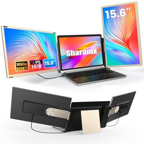 sharanix Updated Laptop Screen Extender,15.6" Portable Triple Monitor for Laptop up to 17.3" with IPS FHD 1080P Display, Detachable Laptops Extended Monitor Compatible with Mac, Wins, Dex, Chrome