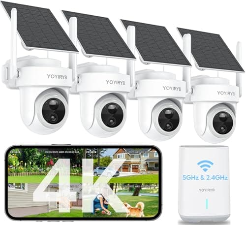 4K Security Cameras Wireless Outdoor, No Subscription, [2026 NEW] Solar-Powered Home Security Camera System with 360° Human Tracking, Color Night Vision, 64GB Local Storage, 5G & 2.4G WiFi, Easy Setup