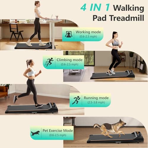 Walking Pad with Incline, Under Desk Treadmill, Portable Treadmills for Home Office, 4 in 1 Walking Running Machine Manual Incline, Compact Treadmill 265LB Capacity with Remote Control 7