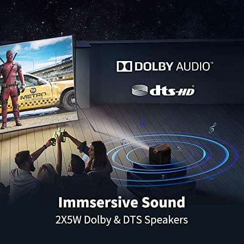 WEMAX Dice Outdoor Portable Projector, 3 Hours Battery, 700 ANSI Lumens Native 1080p, 4K Mini Movie Projector, Mobile Theater, WiFi Bluetooth HDMI USB, Dolby Audio DTS-HD, Auto Focus, Auto Keystone 5