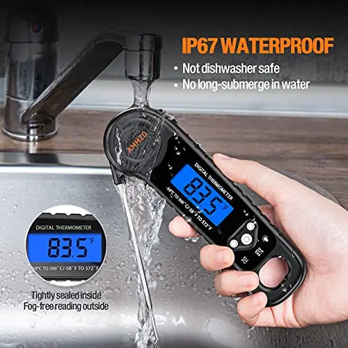 AMMZO Meat Thermometer Digital, Candy Thermometer Food Thermometer Instant Read Thermometer Waterproof with Backlight for Cooking, Deep Fry, BBQ, Grill, Smoker and Roast 5