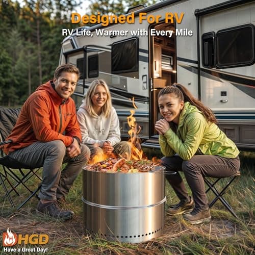 HGD 20 Inch Smokeless Firepit with Grill, Portable Wood Burning Fire Pit for Camping & Backyard, Stainless Steel Outdoor Fireplace with Travel Bag, Easy Setup & Compact Storage - Foldable Design 5