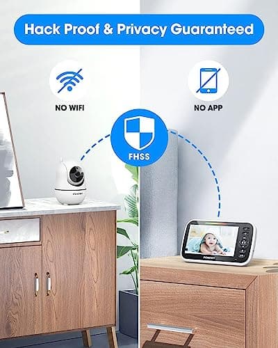 Baby Monitor with Camera and Audio - 5¡± Display Video Baby Monitor with 29 Hour Battery Life, Remote Pan & Tilt, 2X Zoom,Auto Night Vision, 2 Way Talk, Temperature Sensor,Lullabies,960 Feet Range 8