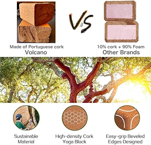 Cork Yoga Blocks 2 Pack Set -Natural Cork from Portugal, 9"x6"x4" Yoga Blocks Non-Slip&Anti-Tilt for Women| Men, Lightweight, Odor-Resistant| Moisture-Proof, Perfect Yoga Equipment 5