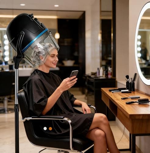 ZENY Stand Up Hair Dryer 1300W Adjustable Floor Hooded Bonnet Hair Dryers with Rolling Wheels Professional Salon Equipment for Beauty Home Hair Drying 6