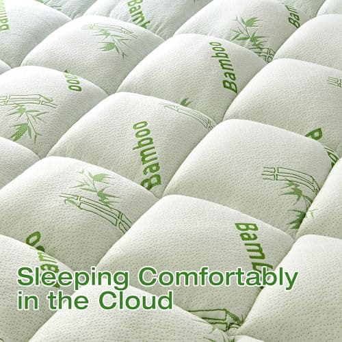 Easthome Mattress Topper Queen Size Viscose Derived from Bamboo, Thick Soft Pillow Top Mattress Pad Cover for Back Pain, Mattress Protector with 8-21 Inch Deep Pocket, White 8