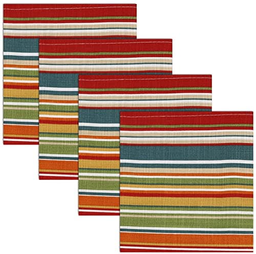 Ruvanti Cloth Napkins Set of 12 Cotton 100%, 20x20 Inches Napkins Cloth Washable, Soft, Absorbent, Cotton Napkin for Parties, Christmas, Thanksgiving, Weddings, Dinner NapkinsCloth - Multi Strip 9