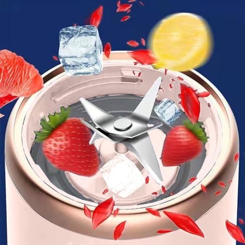 Portable Blenders, Small Blenders Fruit Juicer USB Rechargeable With 6 Blades Blenders For Shakes, Portable Fruit Juicer Blenders Handheld Smooths Blenders For Sports Travel And Outdoors (Pink) 5