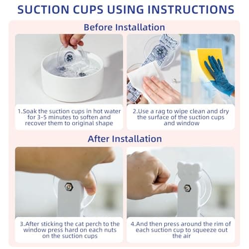 pettycare Cat Window Perch, Cordless Cat Window Hammock Bed with 4 Strong Suction Cups, Foldable Kitten Balcony Seat for Inside Hold Up to 40lbs, Solid Metal Frame and Soft Reversible 2 Fabrics Cover 8