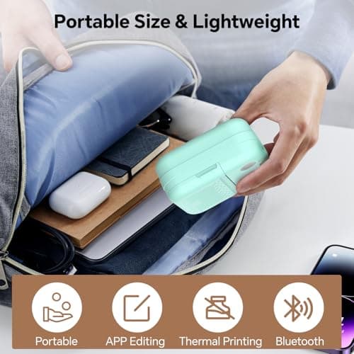 Rotema Label Maker Machine with Tape – Bluetooth Thermal Label Printer, Mini Sticker Maker for Home, Office, Small Business & Organization, Portable Sticker Printer for Phones 7