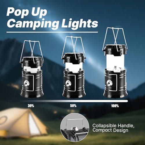 Lichamp Collapsible Portable Solar Camping Lantern, USB Rechargeable LED Flashlight - Survival Kits for Power Outages Hurricane Supplies Emergency, Indoor & Outdoor, 4-Pack 5